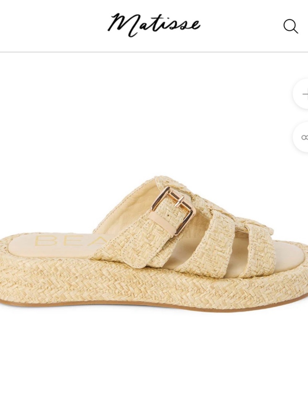 Matisse Beach Ciao Fisherman woven Straw Braided Slide with Gold Buckle 8
